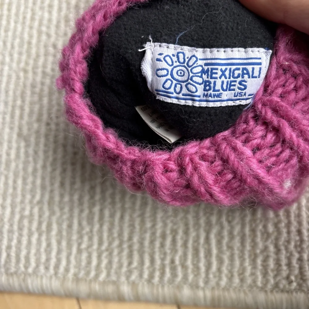 Mexicali Blues Gloves Fingerless Hand Knit 100% Wool Fleece Lined Nepal